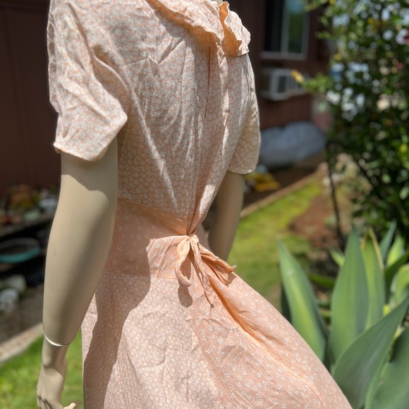 Peach Ruffled Button-Down Dress - Picture 3 of 9
